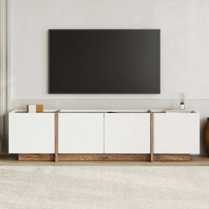 Nordure Lowen Soporte para TV Blanco y Pino Atlántico